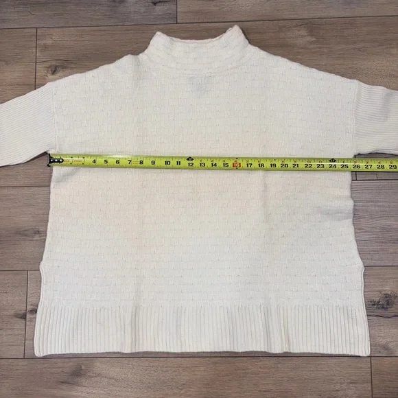 Magaschoni 100% Cashmere Cream Soft Knit Mock Neck Sweater Minimal Luxury L - Picture 7 of 9